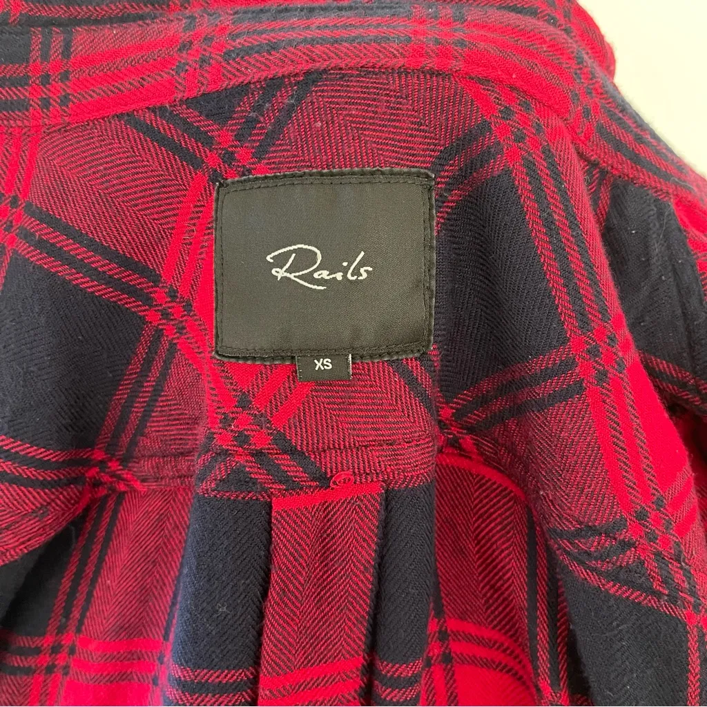 Rails Hunter Plaid Button-Down Shirt – Midnight Garnet (Red/Navy), Size XS - Image 10