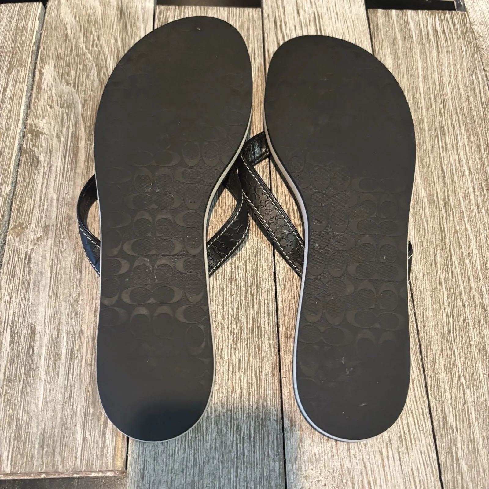 Coach Women's Signature‎ C Debbie Leather Slide Flip Flop Sandals Black Size 10 - Image 5