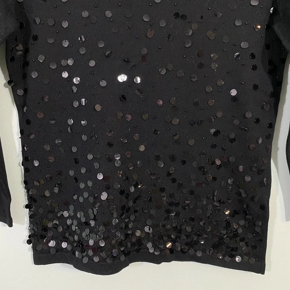 Rodier Women's Black Sequins Disc Quarter Sleeve Blouse - Image 3