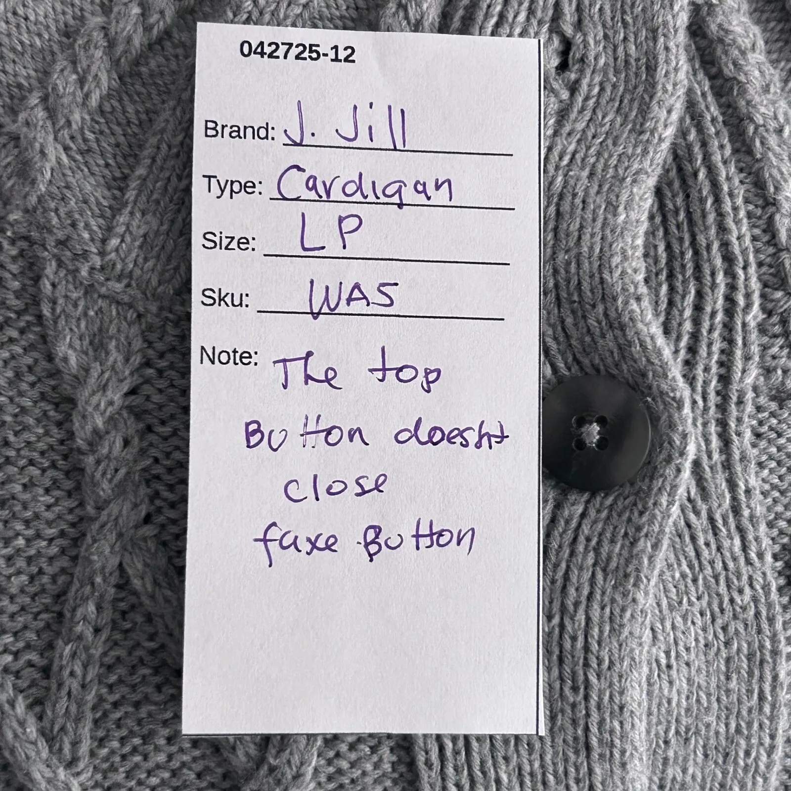 J‎ Jill Cable Knit Wool Cardigan Gray LP Size undefined - Image 13