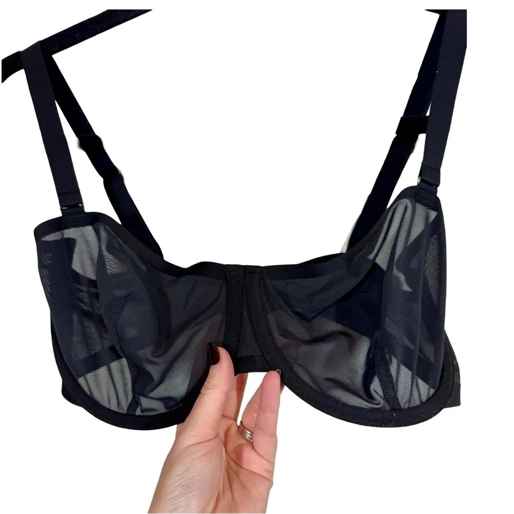 CUUP The Balconette Mesh Bra Black 34F - Image 5