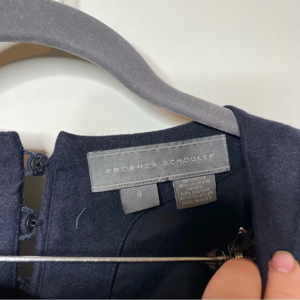 Proenza Schouler navy blue wool cashmere mini tee dress sz 4 - Image 6