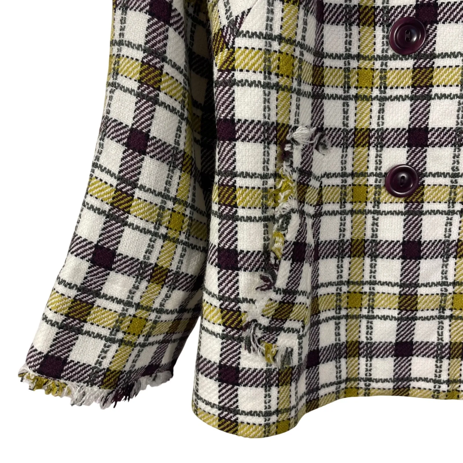 Pendleton Plaid‎ Peacoat Women's Wool Blend Jacket Lined Yellow Burgundy Check - Image 3
