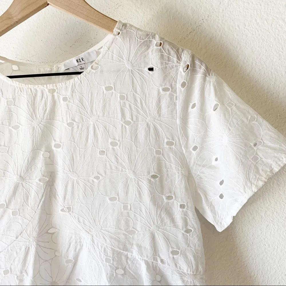 NSR White Eyelet Peplum Top - Image 5