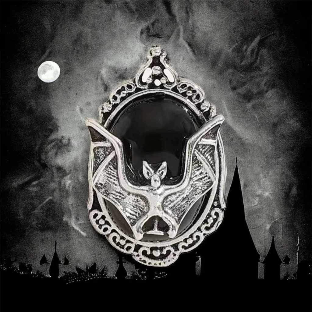 Bat Black‎ Faux Gemstone Open Finger Adjustable Ring Silver Plated Faux Fashion - Image 3