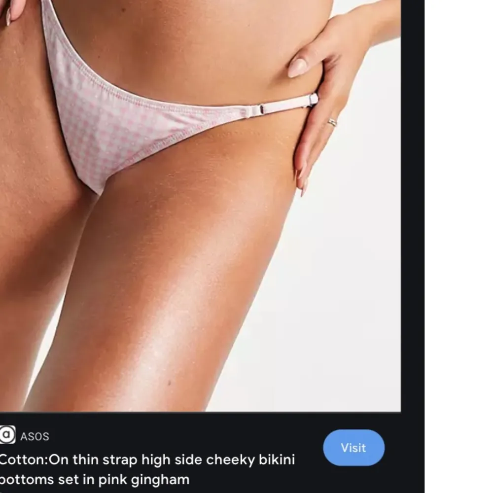 Cotton On thin strap high waisted side cheeky bottoms jacquard pink - Image 5