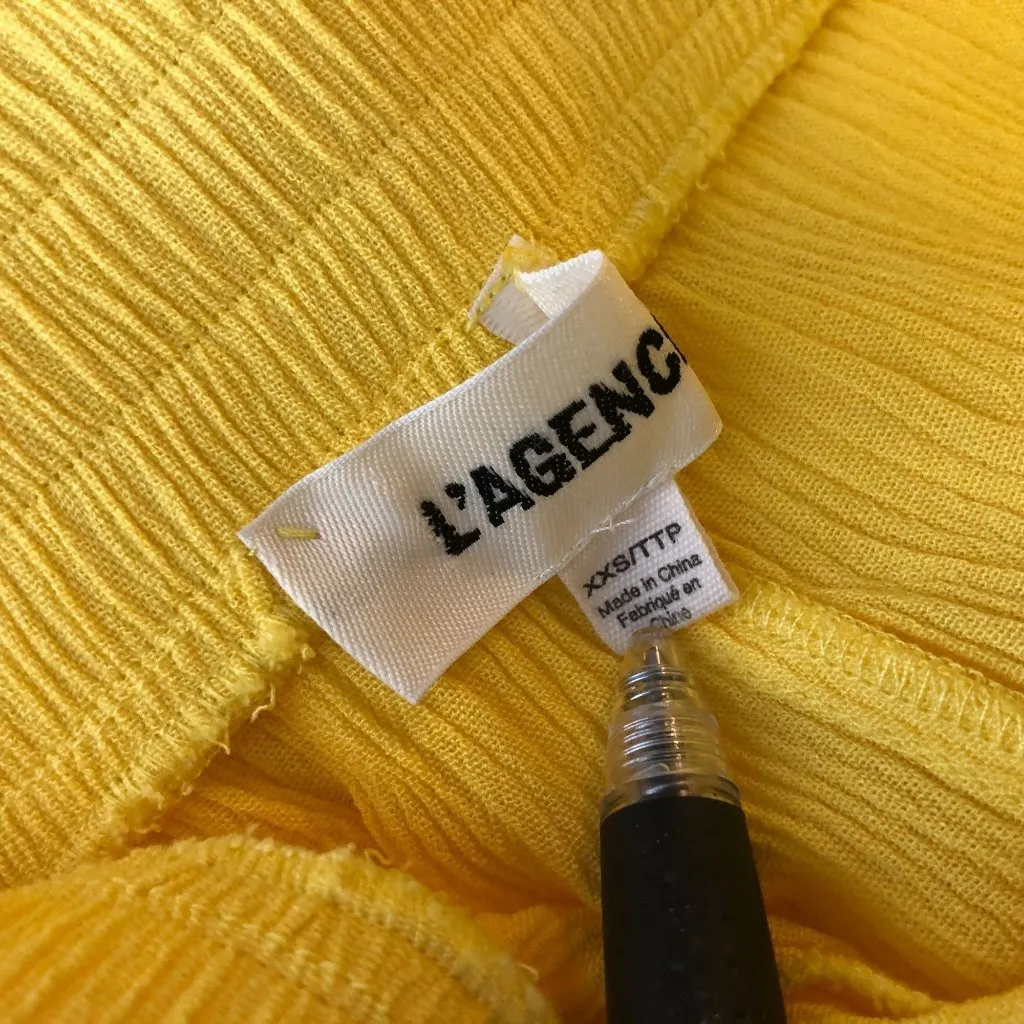 L'Agence Womens Nikita Pants Pull On Crinkled Wide Leg Yellow XXS - Image 4