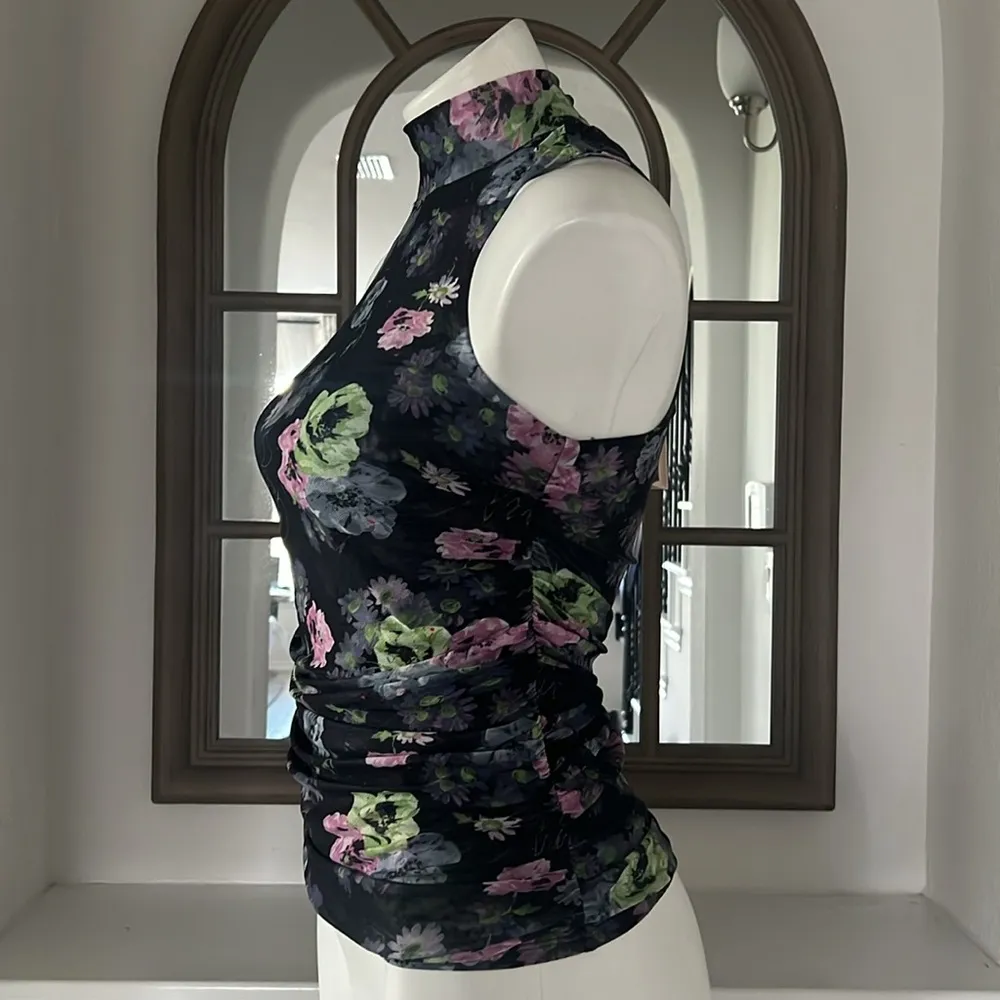 Cinq à Sept Midnight Bloom Floral Print Sleeveless Shirt, Size XS New w/Tag $195 - Image 8