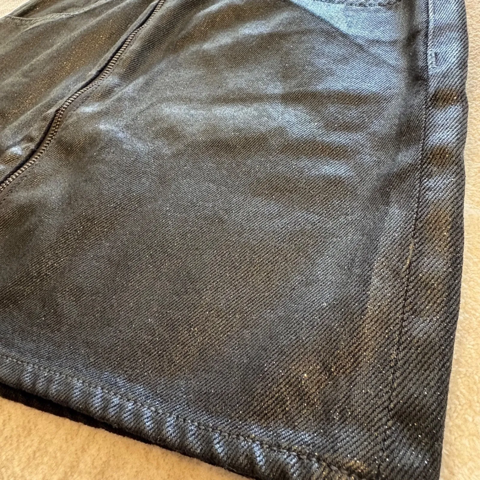 Paige‎ Jasmine Sparkle Coating Skirt Front Black Metallic Mini A-Line  Size 27/4 - Image 3