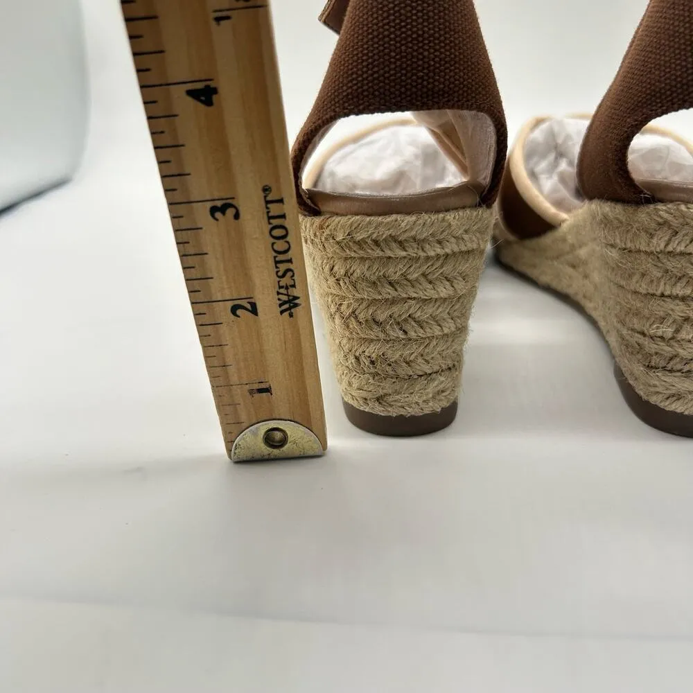 Journee Collection Sandal Womens 7.5‎ Brown Cream Espadrille Brene Wedge NEW - Image 7