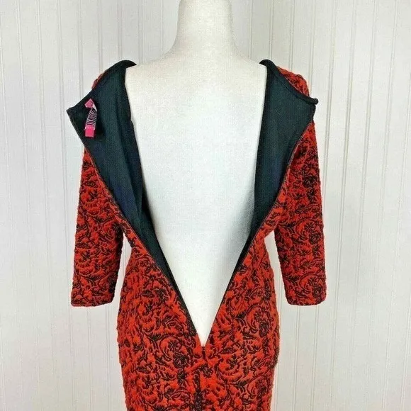 Plenty by Tracy‎ Reese Glam Goth Dress Womens 2 Jacquard Knit Halloween Spooky Orange - Image 7