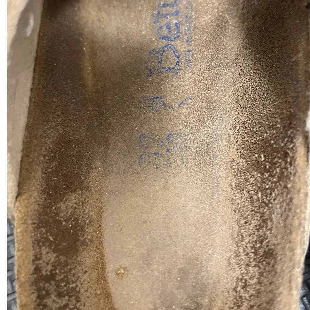 Birkenstock Betula Sandals Gold Three Strap Slides Leather‎ Size 37 US 6 - Image 5