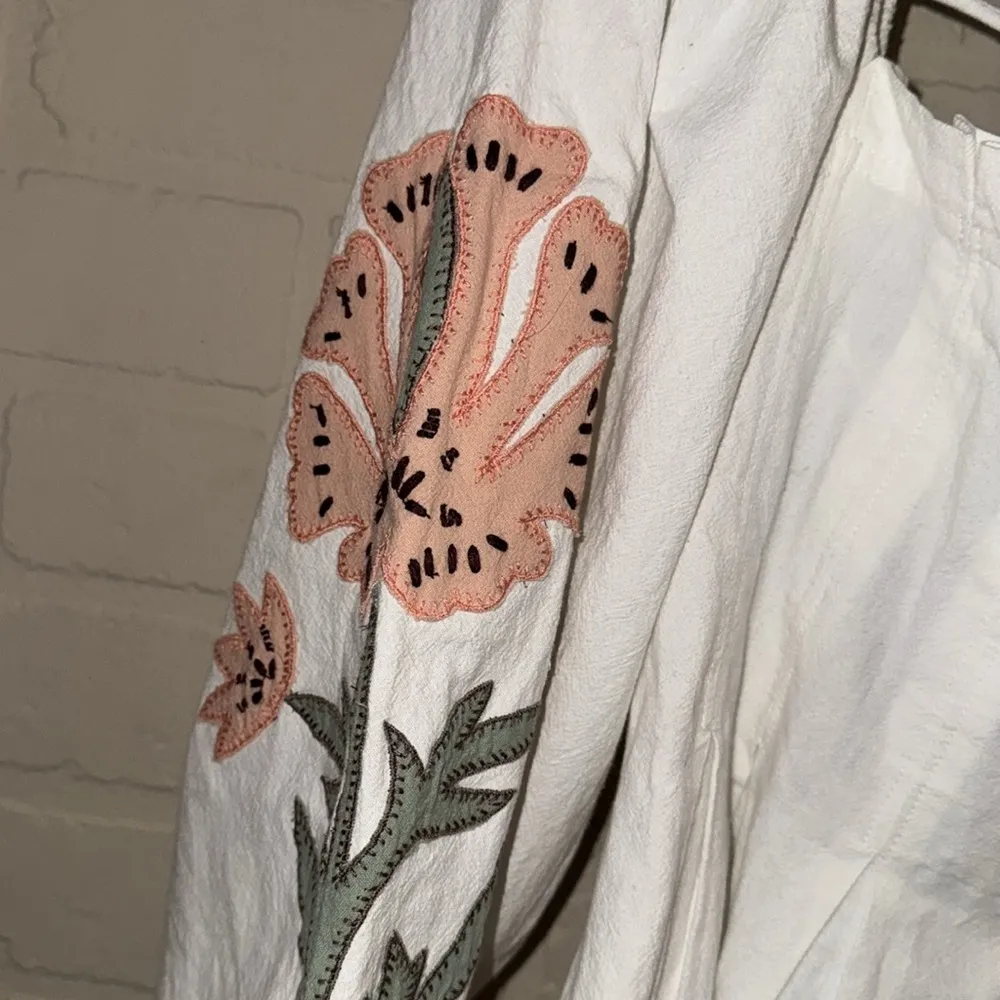 Free People tunic In Bloom shirt Spring Summer White Pullover Top Blouse small - Image 3