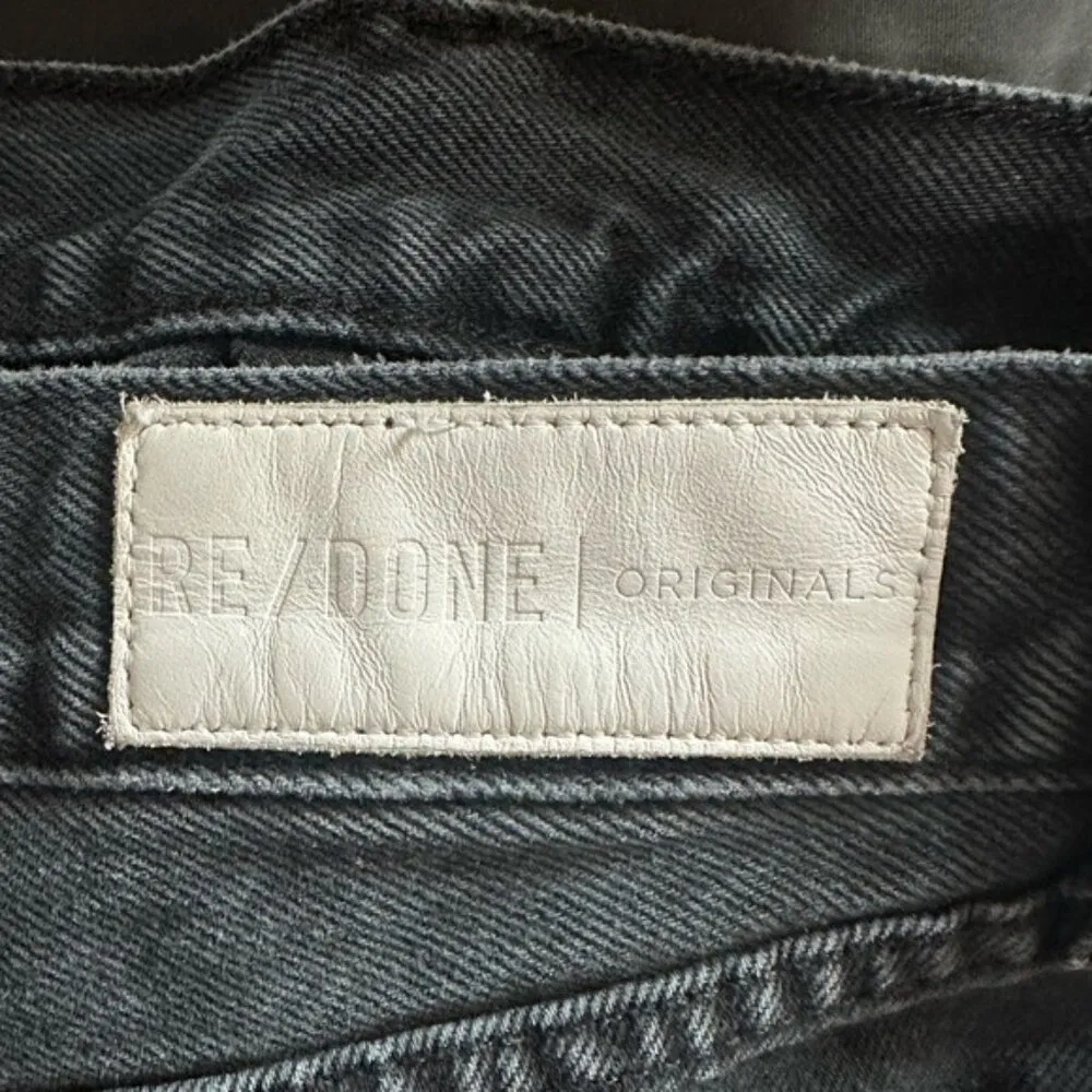 RE/DONE High Rise Washed Black Cut Off Denim Shorts Size 30 - Image 11