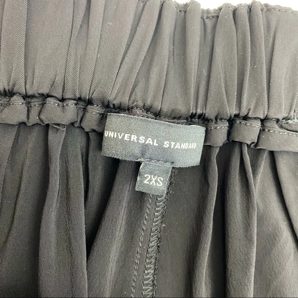 Universal Standard Cropped Silky Satin Straight Wide Leg Side Zip Pants: Black - Image 9