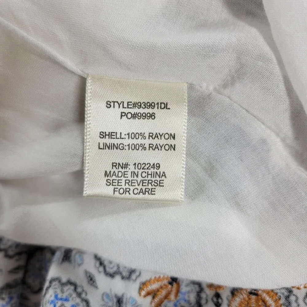 Skies are Blue Womens Dress S White Blue Floral Split Neck Pullover Tunic Light - Image 6