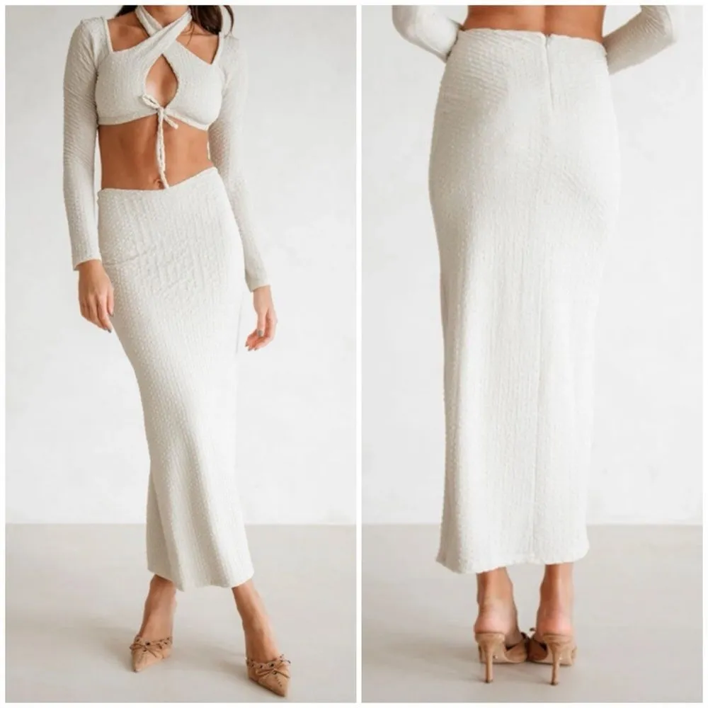 NWT SABO Maiden Textured Midi Maxi Skirt in Cream Size Small - Image 2