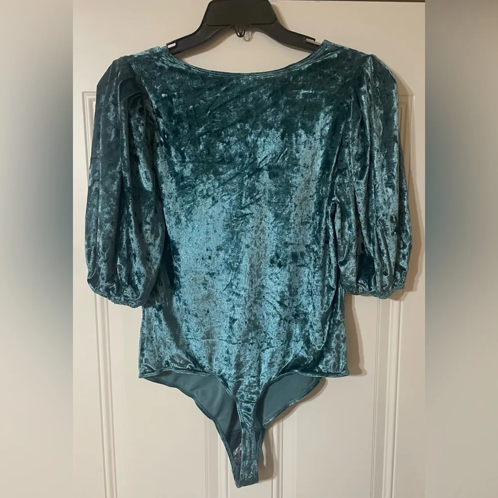 Intimately Free People Don’t You Wish Velvet Bodysuit Deep Teal Size Large New - Image 4