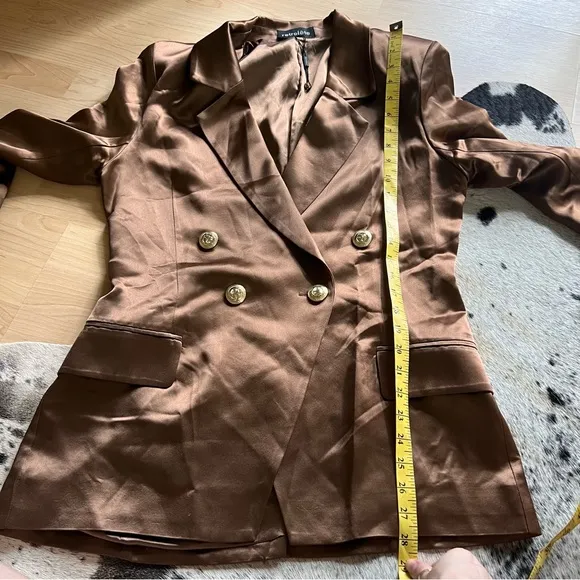 RETROFETE Saige Blazer Satin‎ In Cognac Size Large Brown - Image 10