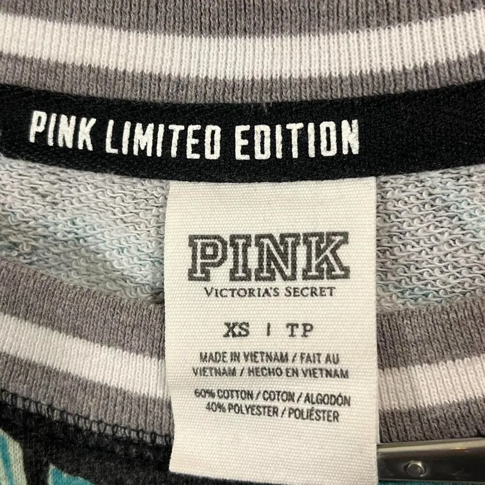 VICTORIAS SECRET PINK LIMITED EDITION TROPICAL PALM OVERSIZE "PINK"SWEATSHIRT XS - Image 6