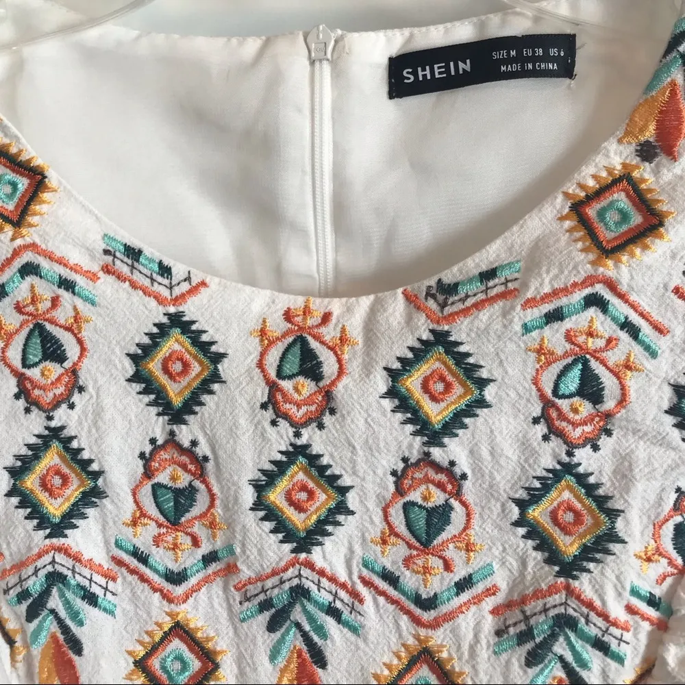 Festival flutter sleeve Boho embroidered dress with Pom-poms - Image 8