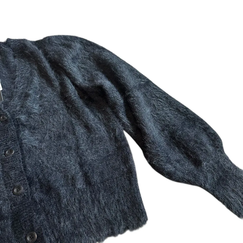 French Connection Black Cardigan Sweater Soft Teddy Fuzzy Size Medium Womens NWT - Image 5