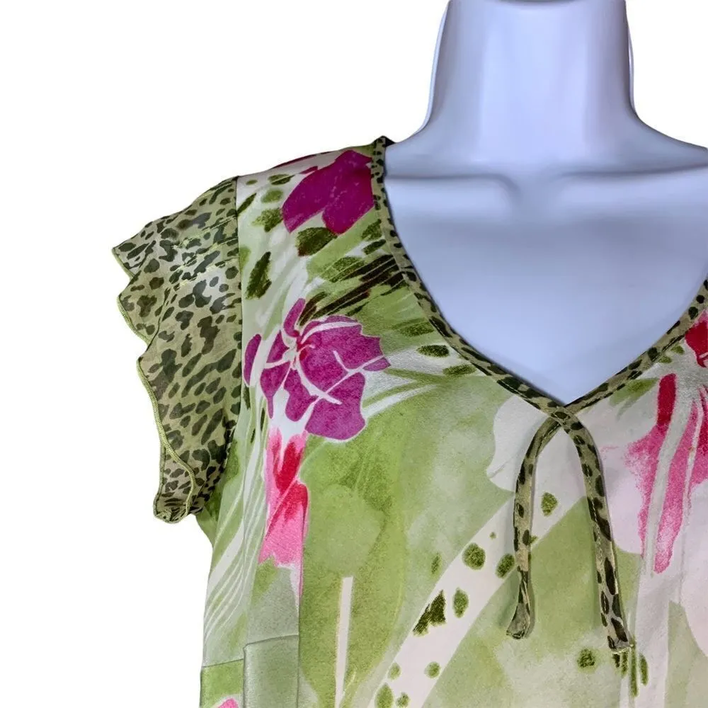 Nancy Bole City Girl 100% silk top‎ Green - Image 4