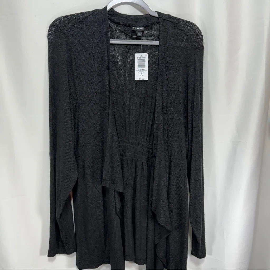NWT Torrid Hacci Drape Front Anorak Cardigan - Deep Black 2x - Image 3