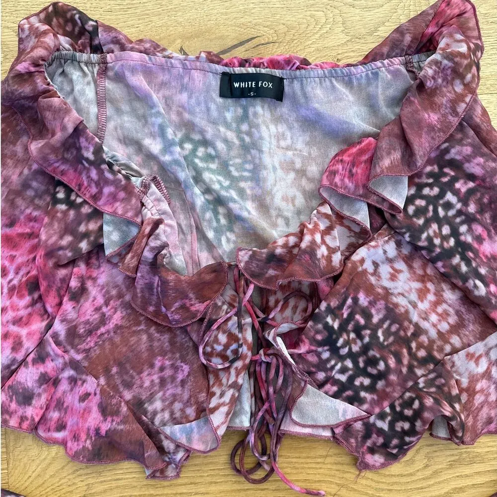 White Fox Boutique - Breaking Free Long Sleeve Sheer Tie Front Top in Spellbound - Image 2