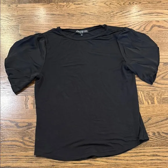 Generation Love Black Puff Sleeve Top with silk sleeves, XS - Image 1