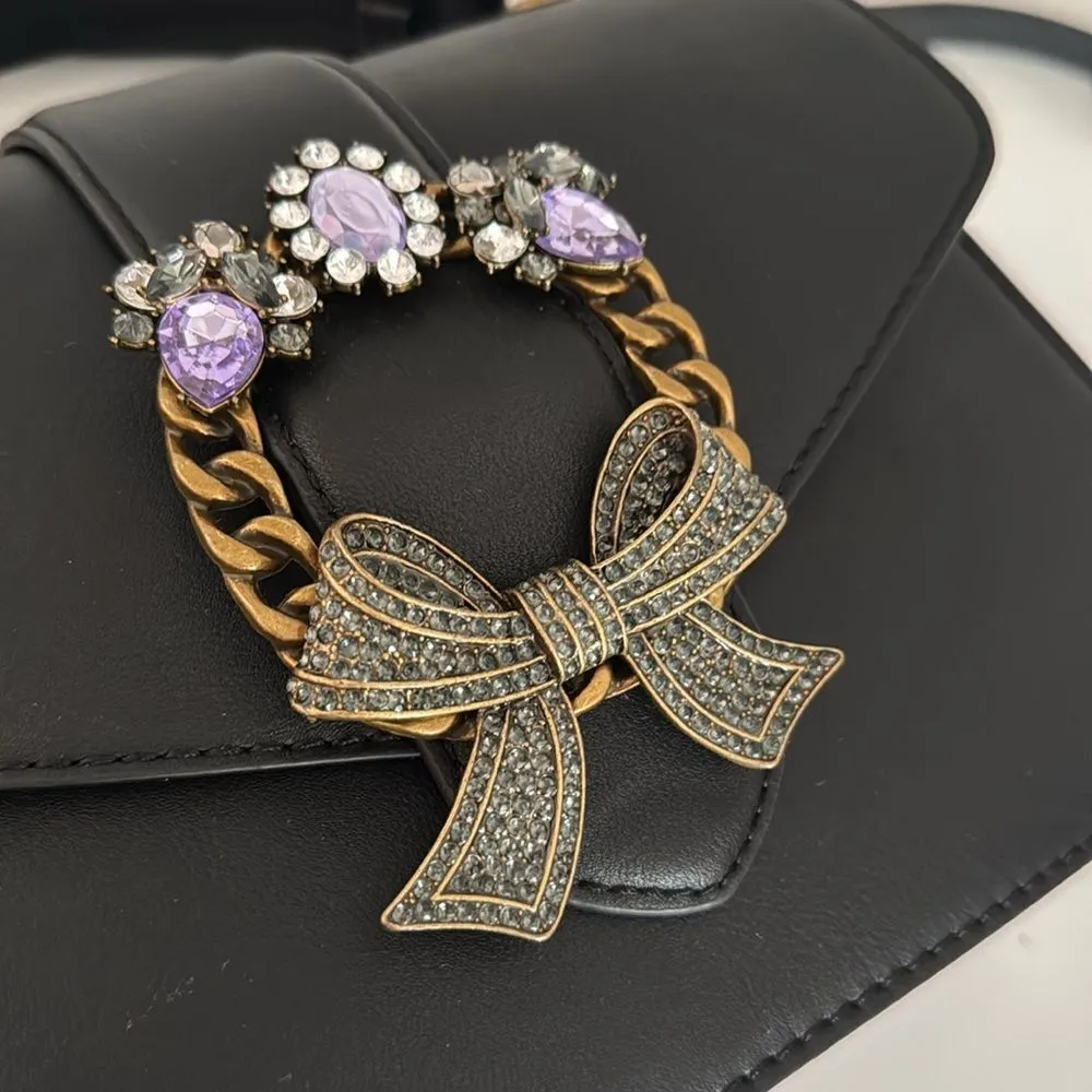 Aldo Black Crossbody Bag with Silver Embellishments EUC - Image 3