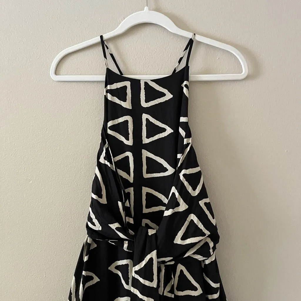 corey lynn calter dress Keyanna Maxi Tie Drop Waist Abstract Art Lagenlook Boho‎ Black Size M - Image 6