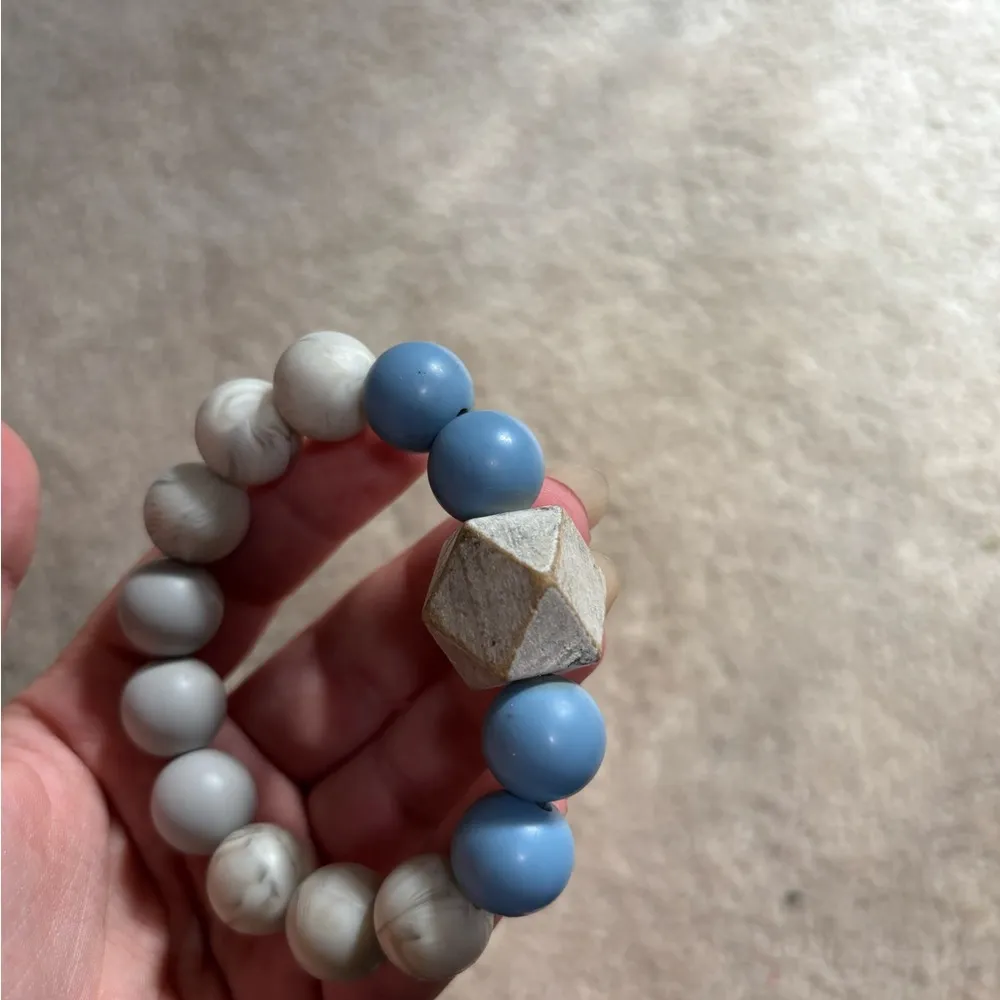 Silicone Bead Key Wristlet Blue - Image 2