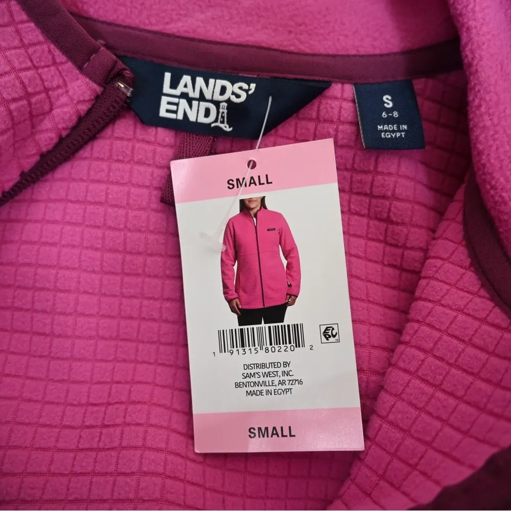 Lands' End Womens S Pink Fleece Zip Front Jacket NEW - Image 9
