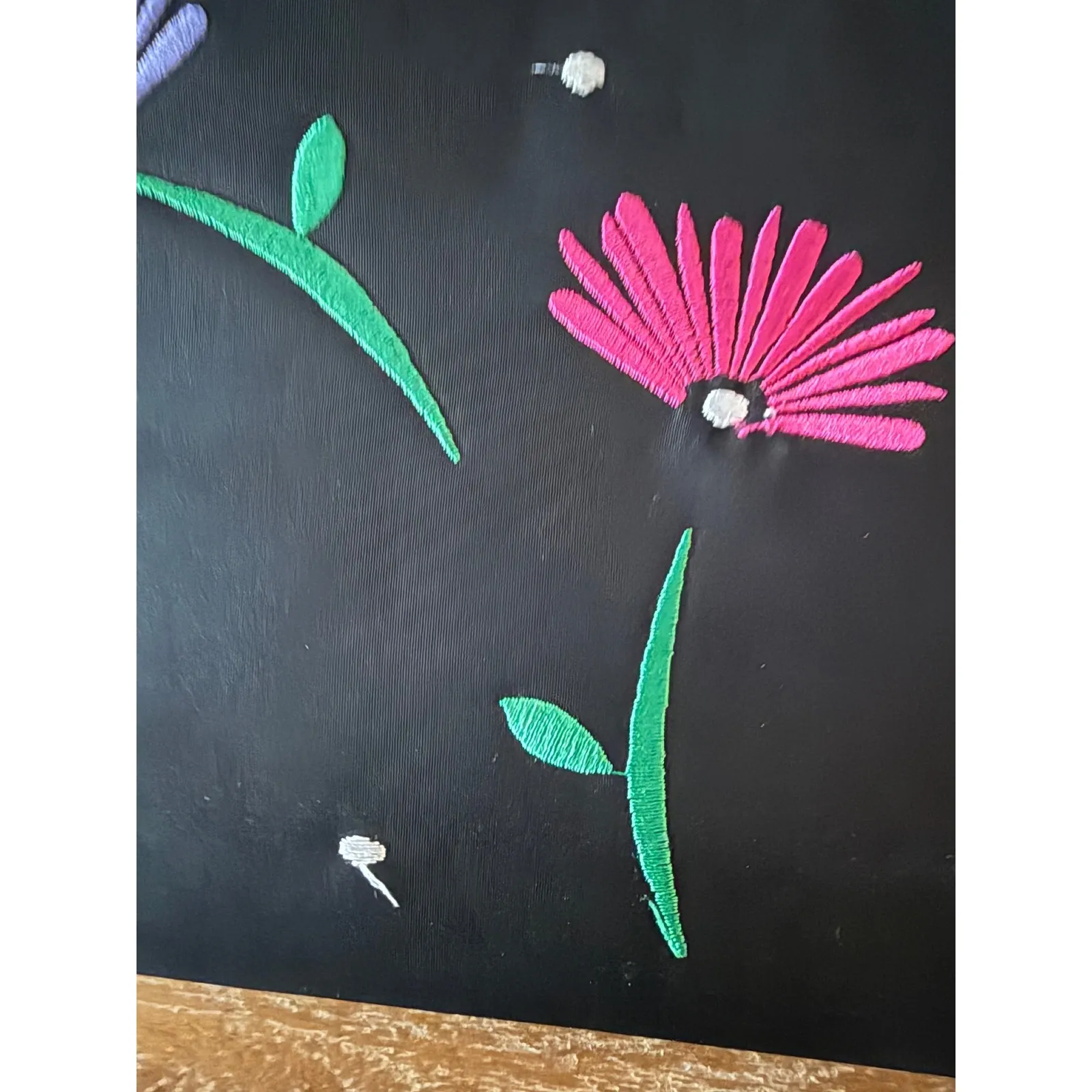 Miche MICHELLE LYNNE Black Clutch Embroidered Flowers Evening Bag - Image 2