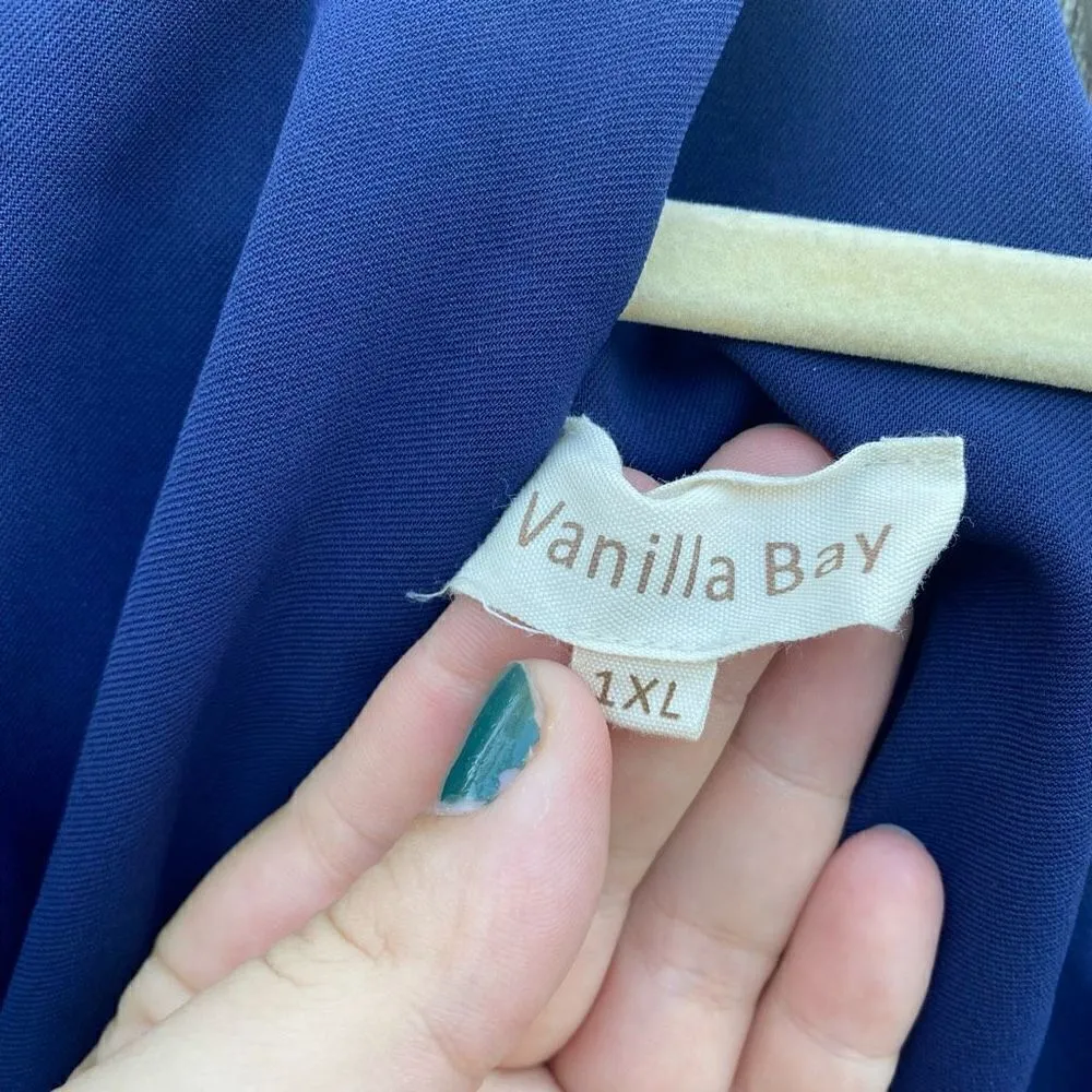 Vanilla Bay Scalloped Hem Navy Blue Tank | 1XL‎ - Image 3