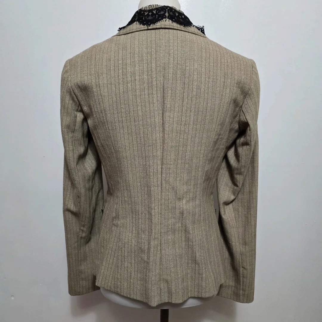 Yoana Baraschi Blazer Jacket Size 4 Striped Lace Trim Career Business - Image 5