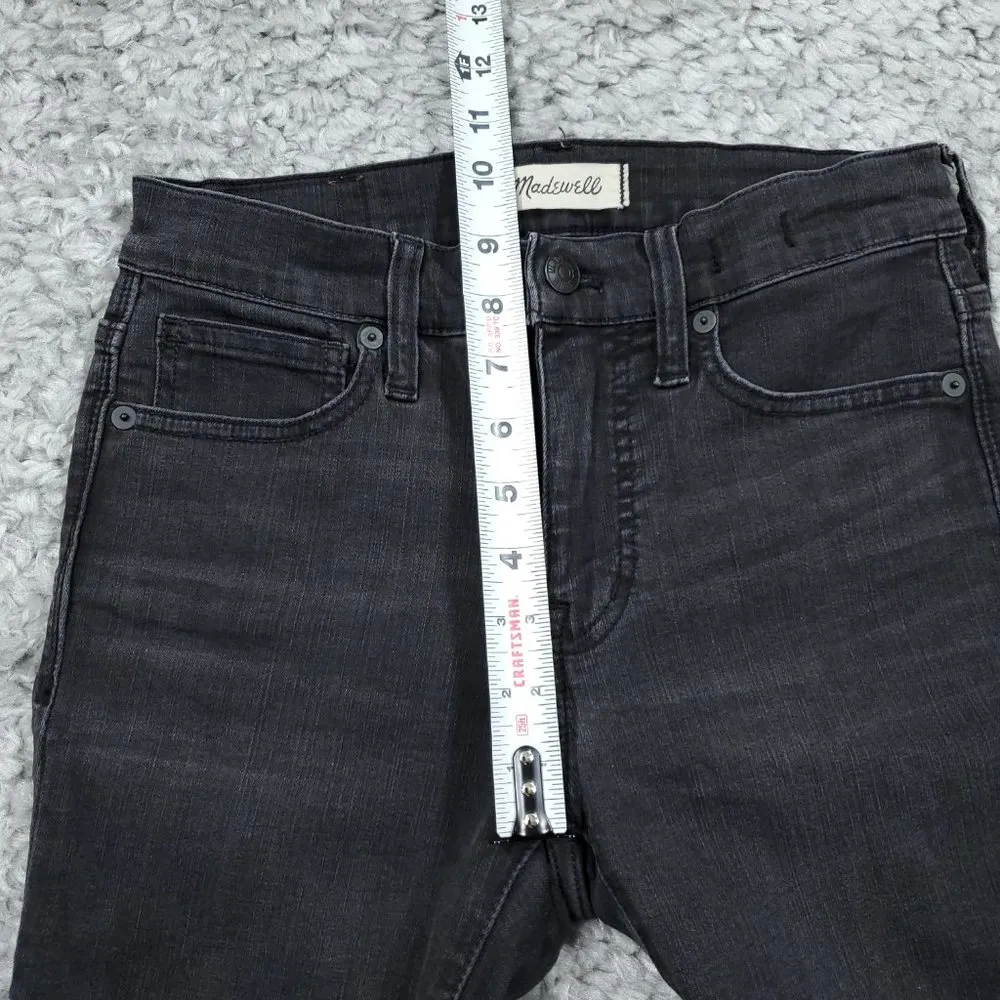 Madewell 9" Mid High Rise Skinny Jeans Ripped Distressed Size 25 Black Sea H2230 - Image 13