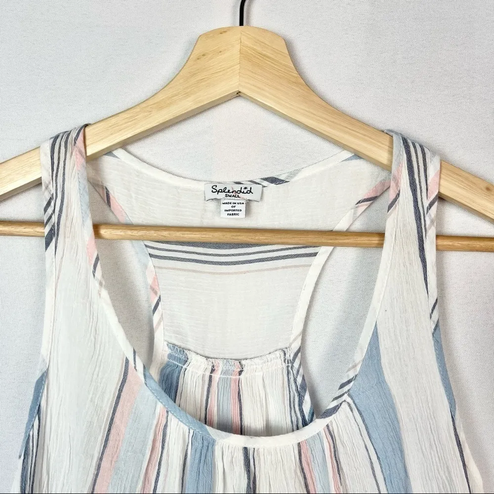 Splendid Pastel Stripe Scoop Neck Cotton Cami Tank Top S - Image 4