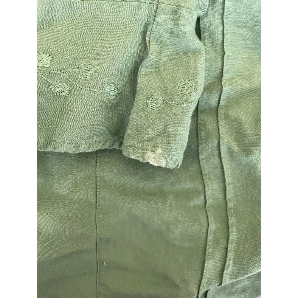 Emma James Women Top Size 10P Green Flare 3/4 Sleeve Pin Tuck Bodice Dainty Chic - Image 4