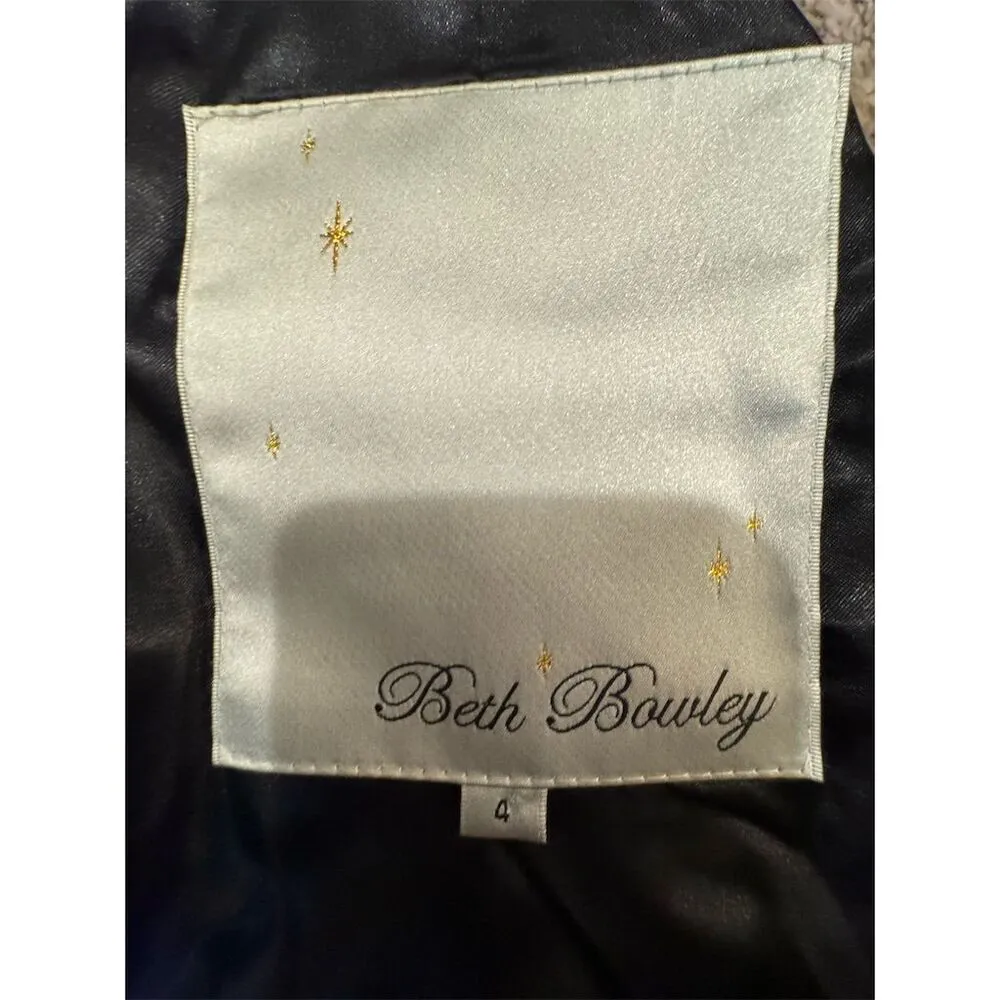 Beth Bowley Vintage Women's Black Velvet Overcoat Faux Fur Collar Size 4 - Image 7