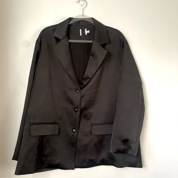 Toddy Black Satin Relaxed Fit Blazer 10 - Image 9