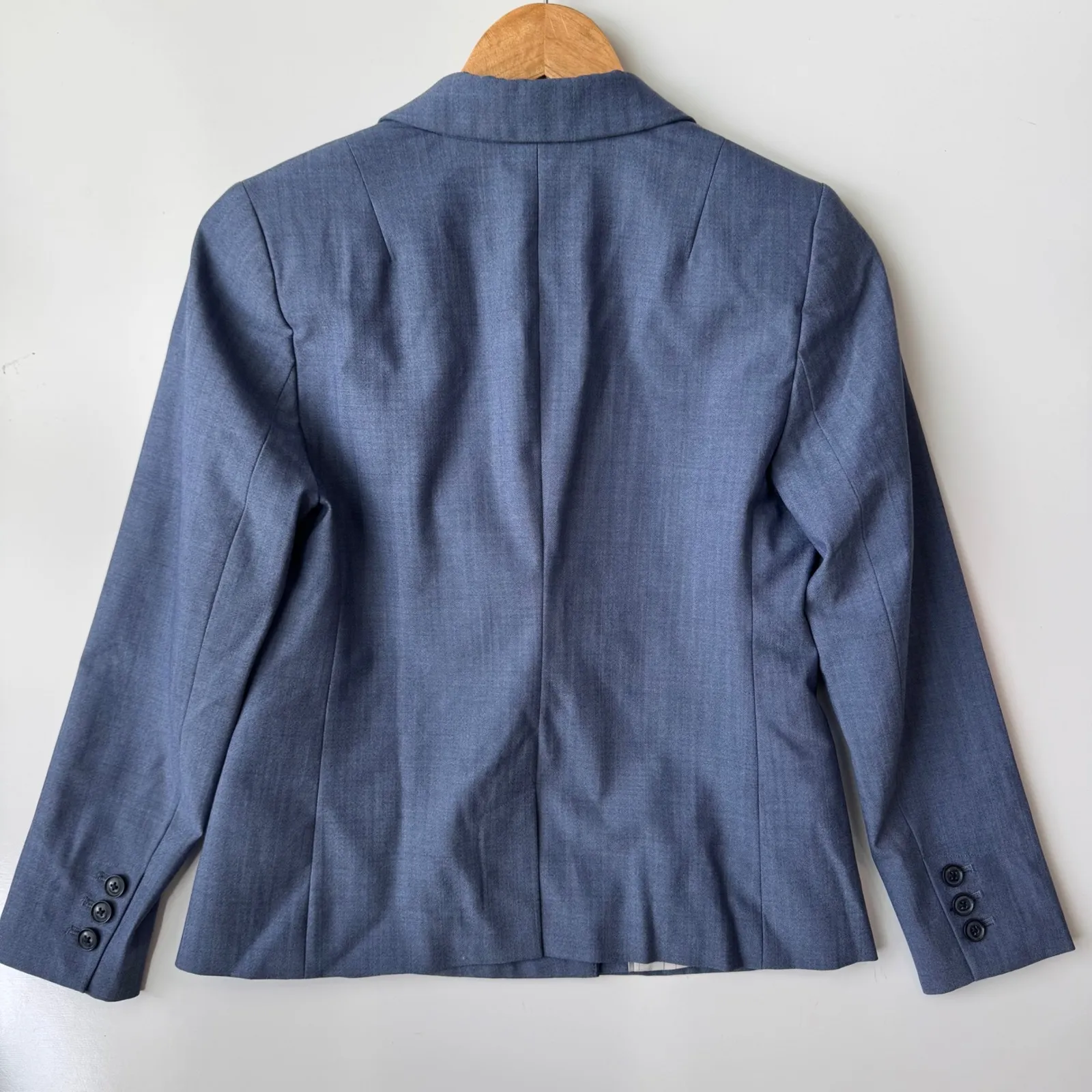 Banana Republic Wool Blazer Double Breasted Petite‎ Blue Chambray Jacket Size 2 - Image 4