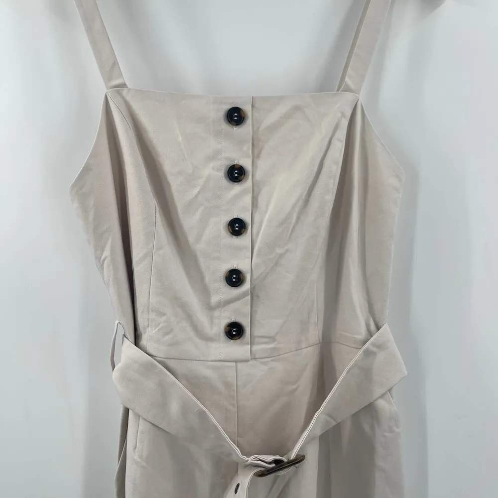 NEW BB DAKOTA Jumpsuit Size Small Khaki Cream Cropped Belted Side Zipper NWOT - Image 4