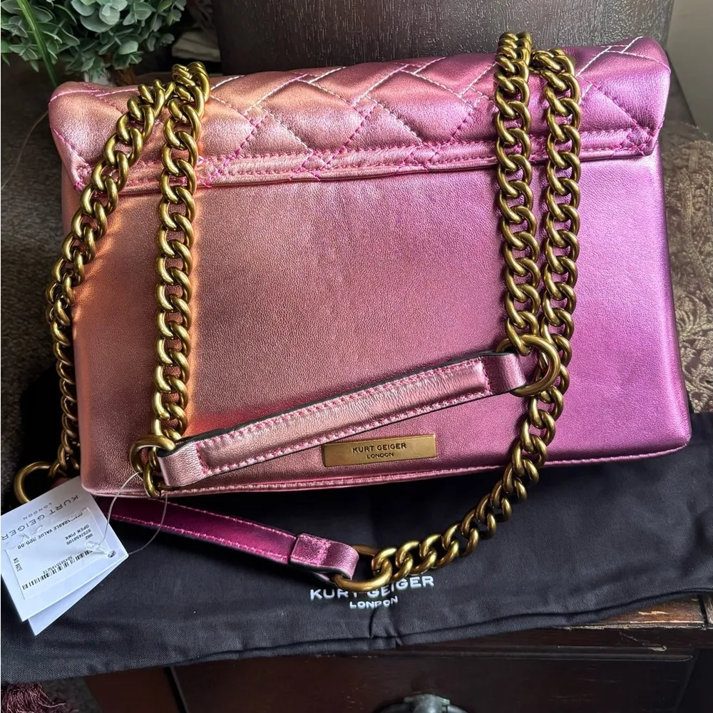 Authentic KURT GEIGER LONDON Quilted 2 tone leather convertible Crosby/shoulder - Image 6