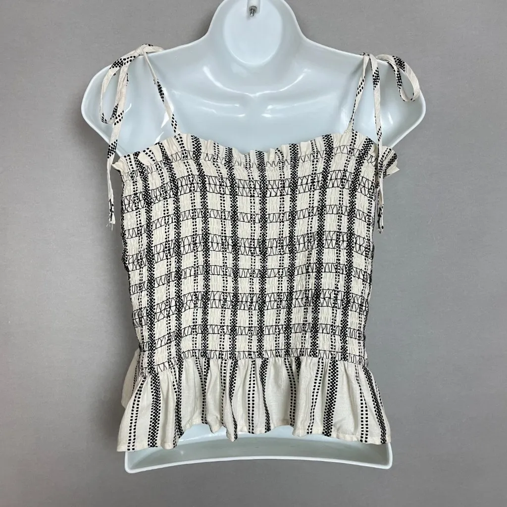 Loft Striped Poplin Smocked Cami Tank Top Shirred NWT Sz Medium Women Tie Straps - Image 14