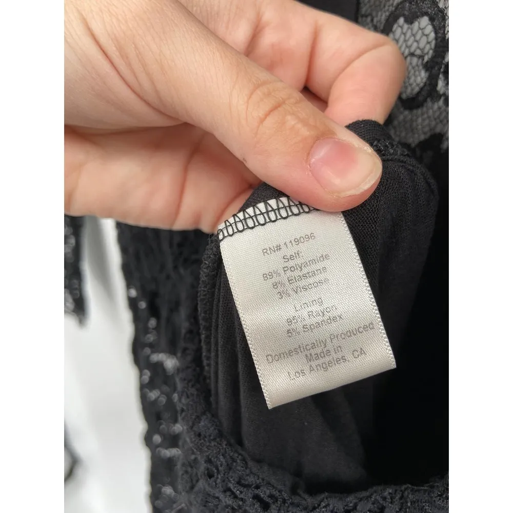 Nightcap Serata Black Lace Long Sleeve V-Neck Flare Leg Jumpsuit Size M - Image 9