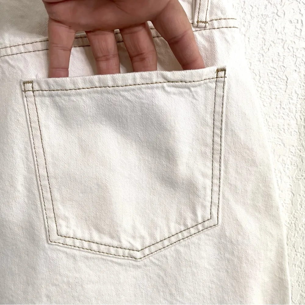 FRAME DENIM Womens Shorts High-Rise Ecru Cuffed Hem Ivory Cotton Size 32 - Image 8