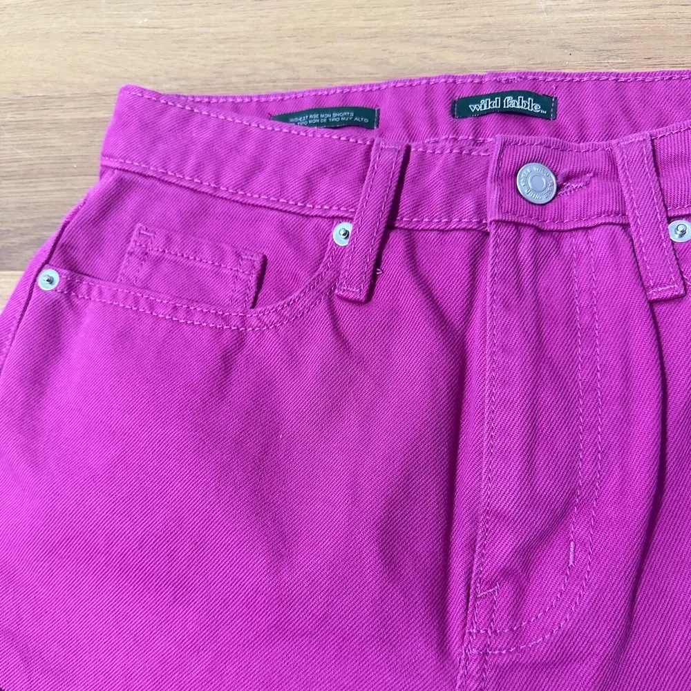 Magenta/Hot Pink Highest Rise Mom Denim Shorts NWT - Image 10
