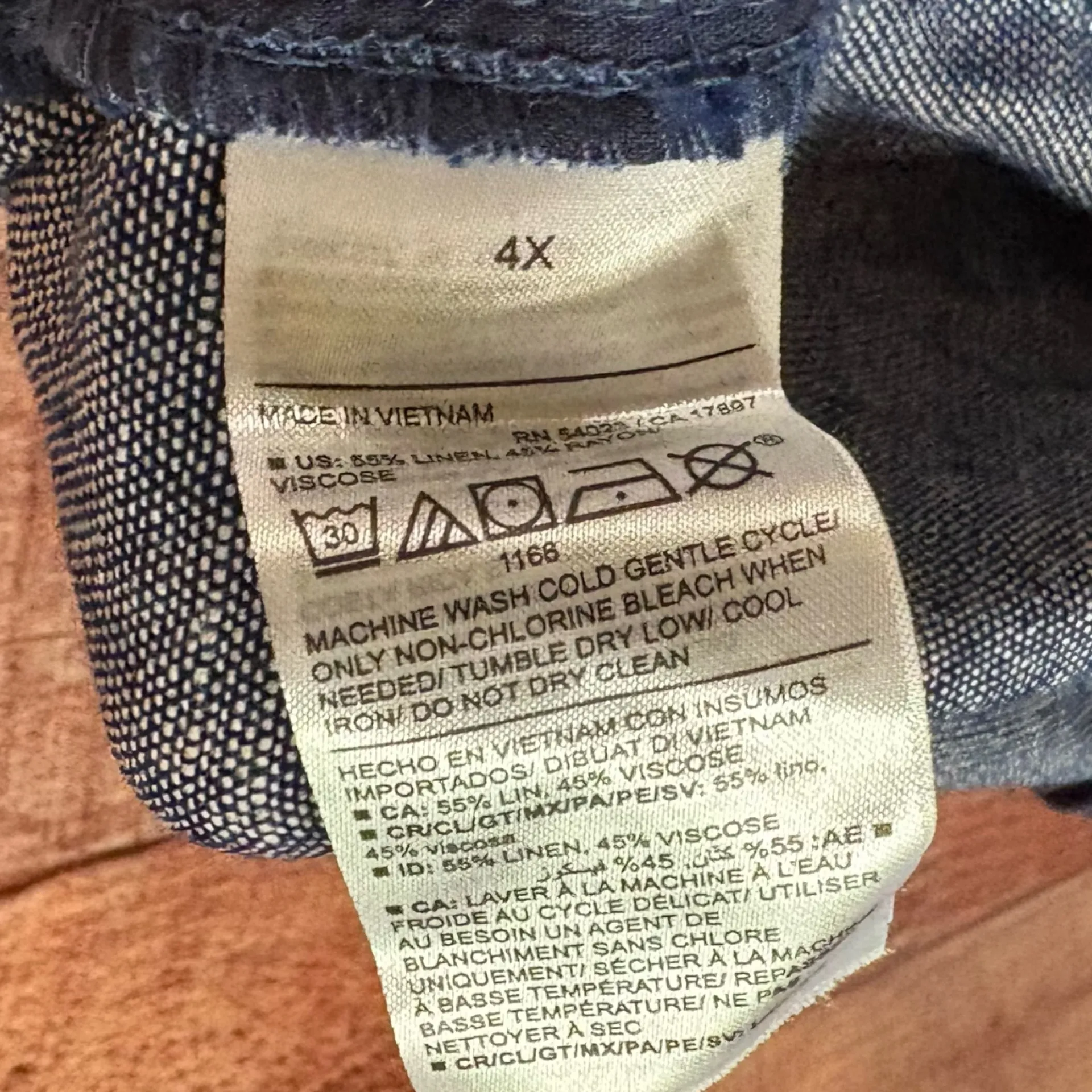 Old Navy‎ Blue Chambray Pull On Linen Blend Pants Size 4X - Image 6